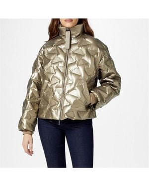 Emporio Armani Logo Debossed Padded Jacket - Brown