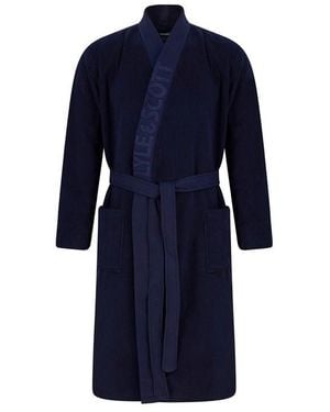 Lyle & Scott Jacquard Text Dressing Gown - Blue