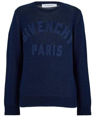 Givenchy Giv Logo Crew Neck Jumper - Blue