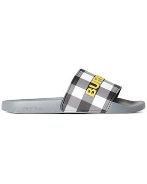 Burberry Furley Logo Check Sliders - White