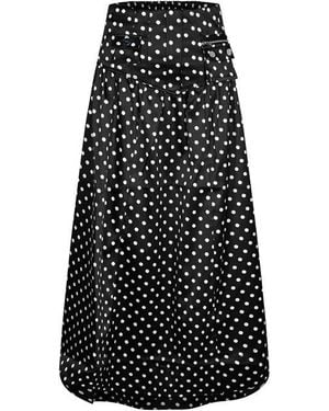 Ganni Polka Dot Midi Skirt - Black
