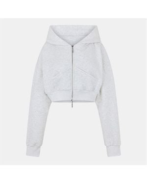 Mars the Label Classics Cropped Zip Hoodie - White