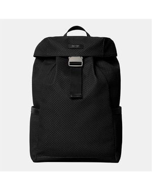 Calvin Klein Embossed Woven Flap Backpack - Black