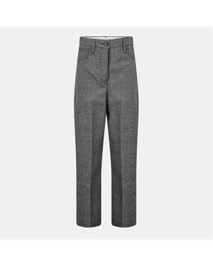 Prada Prince Of Wales Check Mouline Wool Trousers - Grey