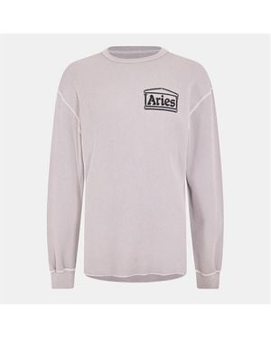 Aries Temple Long Sleeve T-Shirt - Grey