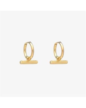 Rachel Jackson T Bar Huggie Hoop Earrings - Metallic