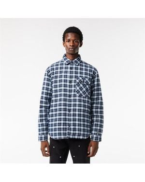 Lacoste Checked Quilted Long Sleeve Overshirt - Blue