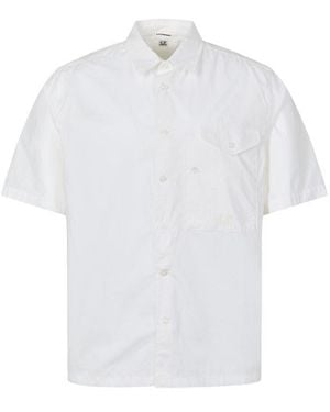 C.P. Company Short Sleeve Embroidered Logo Shirt - White