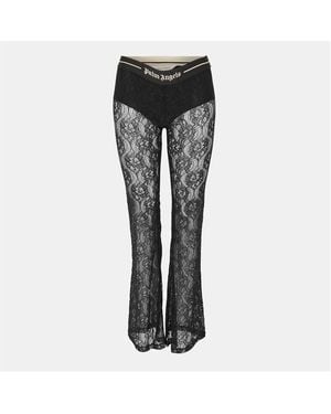 Palm Angels Lace Logo High-Rise Flared Trousers - Black