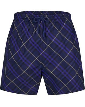 Burberry Check Swim Shorts - Blue