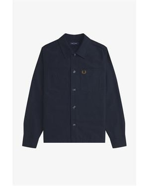 Fred Perry Brushed Twill Overshirt - Blue