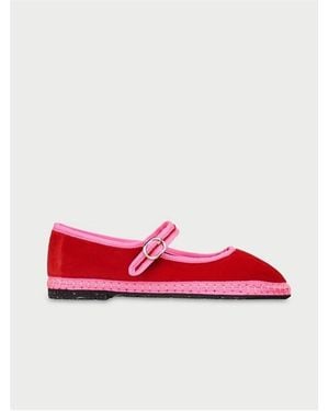 Flabelus Aurelie Velvet Mary Jane - Red