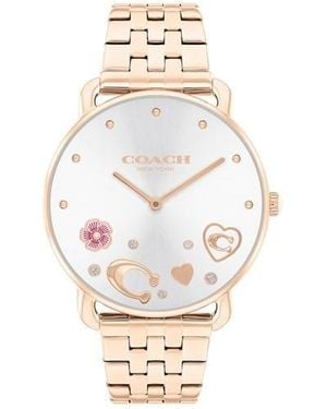 COACH Ladies Elliot Rose Ip Motif Bracelet Watch - Metallic