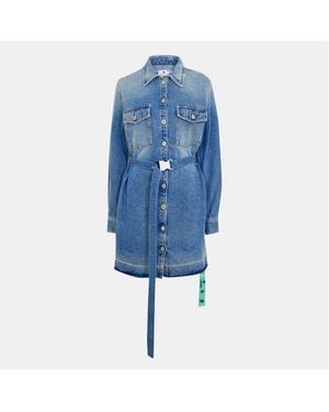 Off-White c/o Virgil Abloh Off Logo Collared Neck Mini Dress - Blue