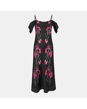 Ted Baker Satin Midi Slinky Dress - Red