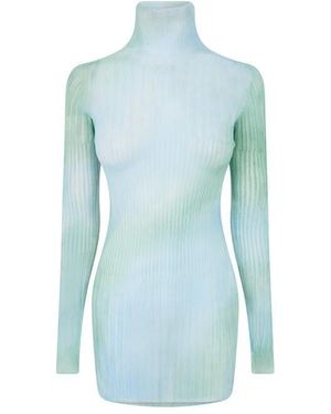 Off-White c/o Virgil Abloh Tie Dye Long-Sleeve Mini Dress, Tie Dye Design - Blue