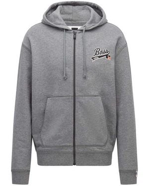 BOSS Sanyo Hooded Zip Sweatshirt - Grey