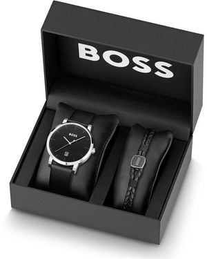 BOSS Confidence Watch And Bracelet Gift Set - Black
