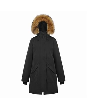 ARCTIC ARMY Muskox Faux Fur Trim Hooded Thigh Length Parka - Black