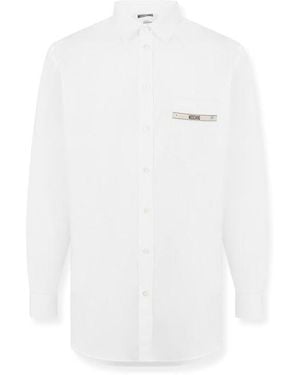 Moschino Tape Long Sleeve Plain Shirt - White