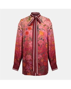 Gucci Silk Shirt With Flora Print - Red