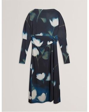 Ted Baker Print Wrap Dress - Blue