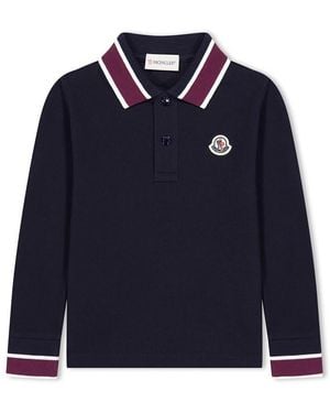 Moncler Logo Long-Sleeve Polo Shirt - Blue