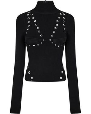 Off-White c/o Virgil Abloh Eylts Mock Neck Viscose Long Sleeve Embellished Jumper - Black