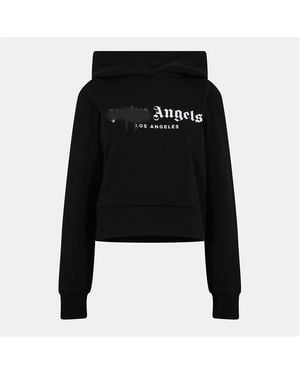 Palm Angels Over The Head Cropped Hoodie - Black