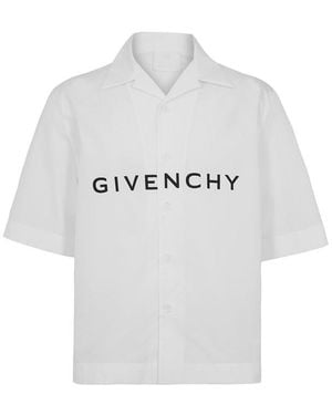 Givenchy Giv Boxy Fit Short Sleeve Plain Shirt - White