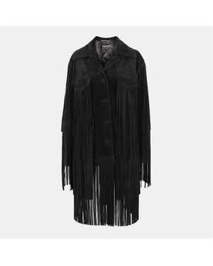 Dolce & Gabbana Suede Structured Leather Jacket - Black