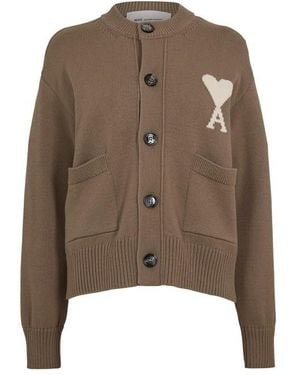 Ami Paris Crew Cardigan - Brown