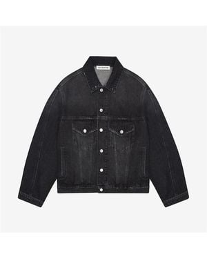 Cole Buxton Cropped Long Sleeve Denim Jacket - Blue