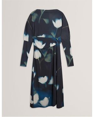 Ted Baker Print Wrap Dress - Blue