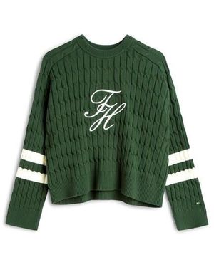 Tommy Hilfiger Textured Graphic Cropped Sweatshirt - Green