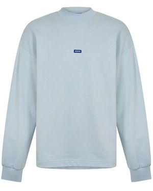 HUGO Cotton Relaxed Fit Crew Sweatshirt - Blue