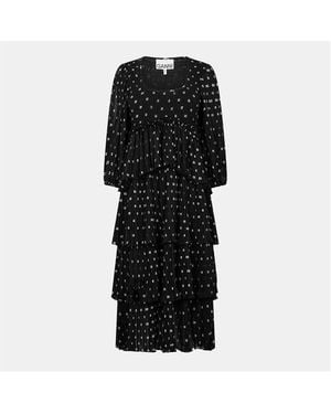 Ganni Georgette Smock Dress - Black
