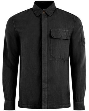 C.P. Company Linen/Cotton Blend Overshirt - Black