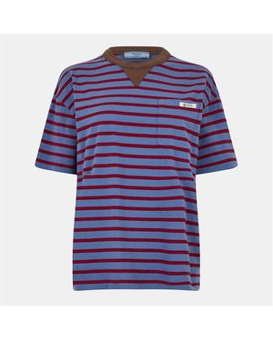 Prada Stripe Oversized T-Shirt - Blue