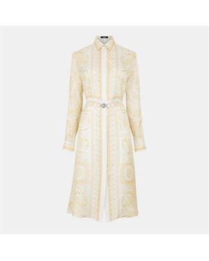 Versace Barocco Silk Twill Shirt Dress - Natural