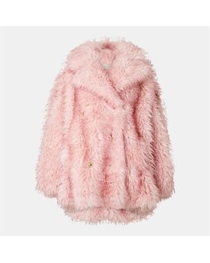 Ganni Fur Midi Teddy Coat - Pink