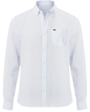 Lacoste Long Sleeve Patterned Shirt - White