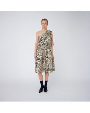 Stella Nova Crispy One Shoulder Bow Dress - Metallic