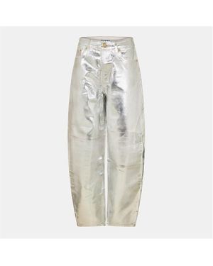 Ganni Foil Tapered Jeans - Metallic