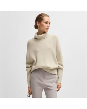 BOSS Fernadina Ribbed Rollneck Jumper - Natural