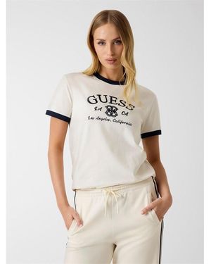Guess Hoshi Crew Neck Short Sleeve T-Shirt - White