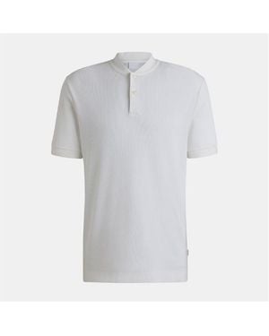 BOSS H-Pratt 120 Collarless Polo Shirt - Grey
