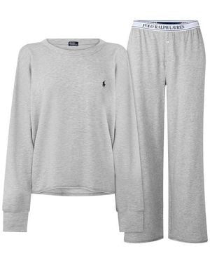 Polo Ralph Lauren Crew-Neck Long Sleeve Pyjama Set - Grey