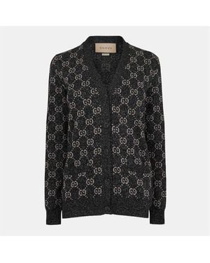 Gucci Lame gg Jacquard Cardigan - Black