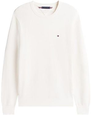 Tommy Hilfiger Ribbed Crew Neck Jumper - White